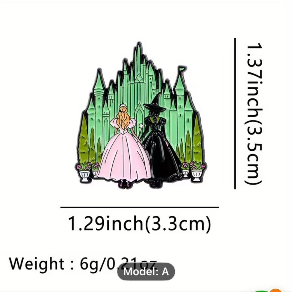 Wicked themed Enamel Pin with Green Castle - Picture 4 of 4